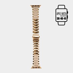 Gold Rhinestone Crystal Apple Watch Strap Band Bling Metal Replacement Cute